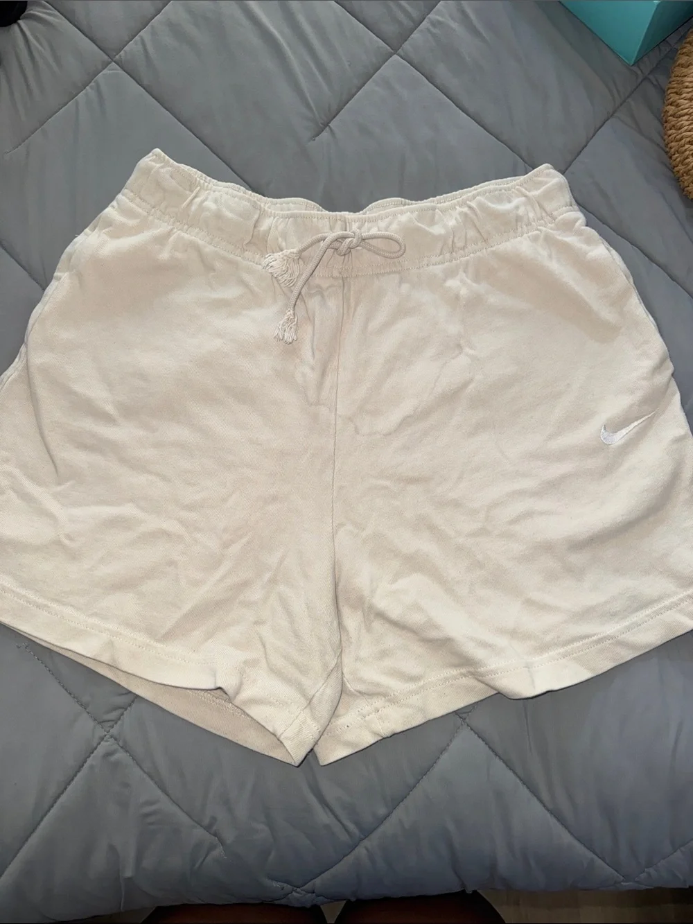 Nike Women's White Drawstring Terry Athletic Shorts